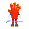 Hand Mascot Costume in Orange with Five Fingers and Smiling Face