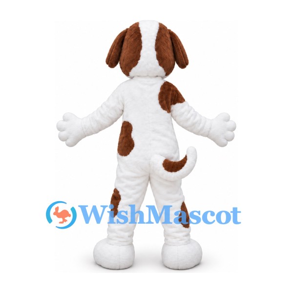 Dog Mascot Costume in White with Brown Ears and Patches