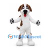 Dog Mascot Costume in White with Brown Ears and Patches
