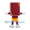 Book Mascot Costume with Burgundy Cover and Yellow Shorts