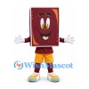Book Mascot Costume with Burgundy Cover and Yellow Shorts