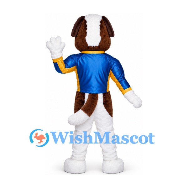 Dog Mascot Costume in Brown and White with Blue Shirt