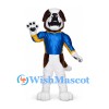 Dog Mascot Costume in Brown and White with Blue Shirt