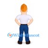 Man Mascot Costume with Orange Hair White Shirt and Blue Pants