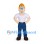 Man Mascot Costume with Orange Hair White Shirt and Blue Pants
