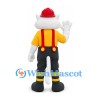 Firefighter Dog Mascot Costume with Red Helmet and Yellow Shirt