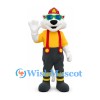 Firefighter Dog Mascot Costume with Red Helmet and Yellow Shirt
