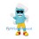 Scroll Mascot Costume in Blue with White Rolled Edges and Sunglasses