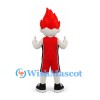 Flame Boy Mascot Costume with Red Hair and Red Sports Outfit