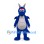 Dragon Mascot Costume in Blue with Gray Horns and Segmented Belly