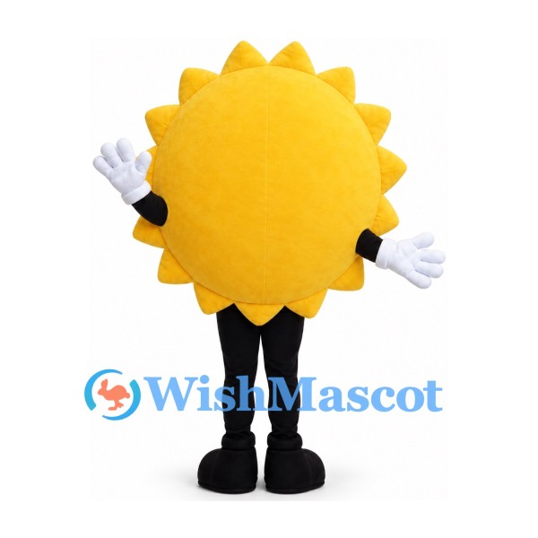 Sun Mascot Costume in Yellow with Black Sunglasses and White Gloves