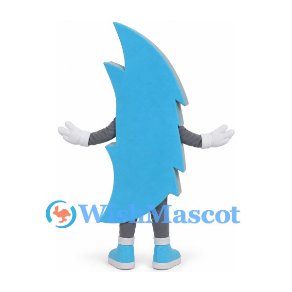 Lightning Bolt Mascot Costume in Blue with Smiling Face