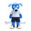 Dog Mascot Costume in Blue with Gray Shirt and Navy Shorts