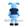 Girl Dog Mascot Costume in Light Blue with Navy Shirt and Blue Skirt
