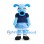 Girl Dog Mascot Costume in Light Blue with Navy Shirt and Blue Skirt