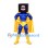 Superhero Mascot Costume with Square Black Helmet and Yellow Cape