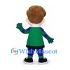 Boy Mascot Costume with Green Top and Purple Striped Leggings