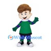 Boy Mascot Costume with Green Top and Purple Striped Leggings