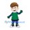 Boy Mascot Costume with Green Top and Purple Striped Leggings