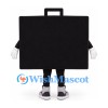 Briefcase Mascot Costume in Black with Large Red Heart