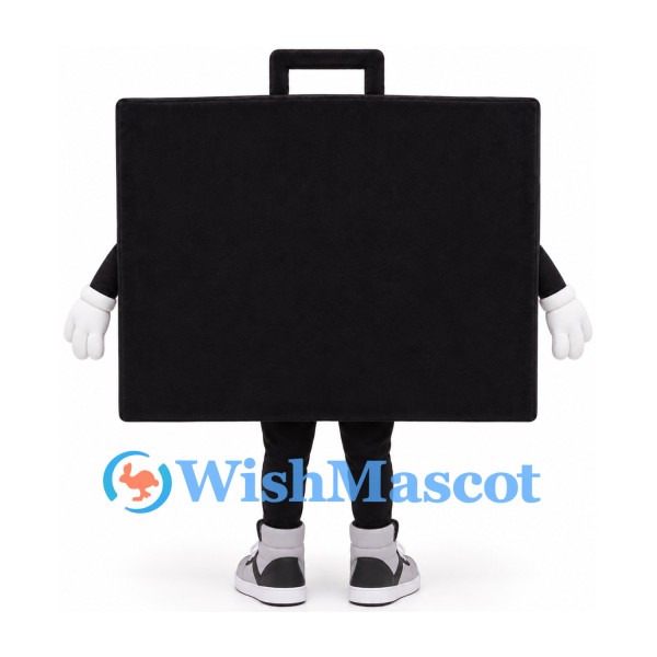 Briefcase Mascot Costume in Black with Large Red Heart
