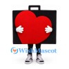 Briefcase Mascot Costume in Black with Large Red Heart