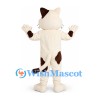 Cat Mascot Costume in White with Brown Patches and Long Tail