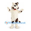 Cat Mascot Costume in White with Brown Patches and Long Tail