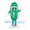 Pickle Mascot Costume in Green with Light Stripes and Smiling Face