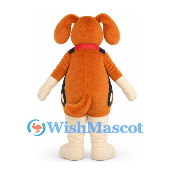 Dog Mascot Costume in Orange Brown with Cream Belly and Red Collar