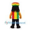 Lion Mascot Costume with Striped Cap and Long Black Hair