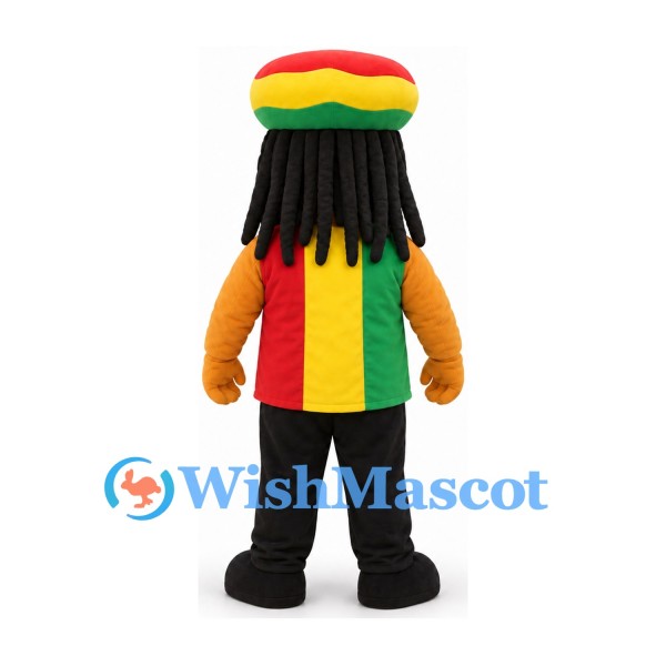 Lion Mascot Costume with Striped Cap and Long Black Hair