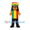 Lion Mascot Costume with Striped Cap and Long Black Hair