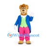 Lion Cub Mascot Costume with Blue Tailcoat and Pink Trousers