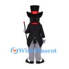 Black Wolf Mascot Costume with Top Hat and Magician Suit