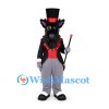 Black Wolf Mascot Costume with Top Hat and Magician Suit