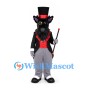 Black Wolf Mascot Costume with Top Hat and Magician Suit