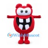 Red Monster Mascot Costume with Large Square Teeth