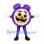 Purple Alarm Clock Mascot Costume with Yellow Clock Face