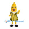 Banana Mascot Costume with Green and Yellow Striped Dress