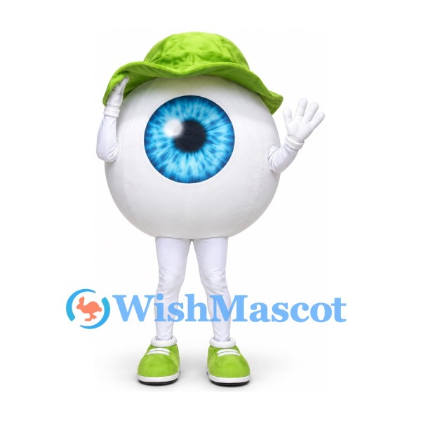 Eyeball Mascot Costume with Green Bucket Hat