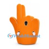 Orange Hand Mascot Costume with Raised Fingers and Face Opening