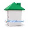 House Mascot Costume with Green Roof and White Walls