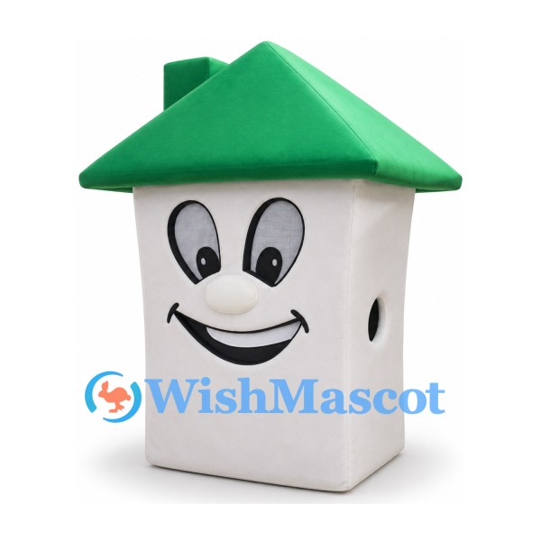 House Mascot Costume with Green Roof and White Walls