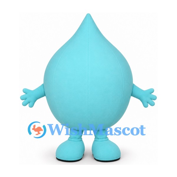 Turquoise Water Drop Mascot Costume with Large Front Teeth