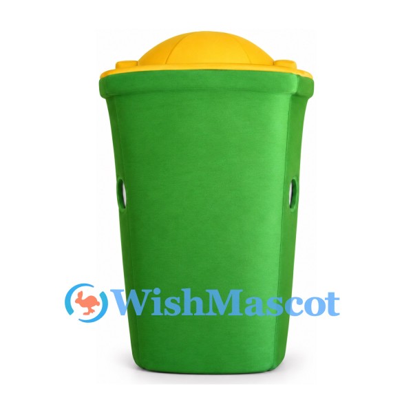 Green Wheelie Bin Mascot Costume with Yellow Lid