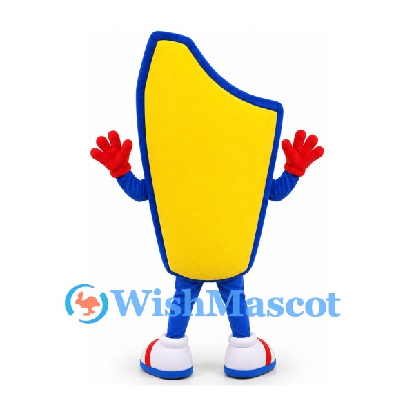 Number One Mascot Costume in Yellow with Blue Outline