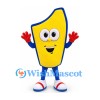 Number One Mascot Costume in Yellow with Blue Outline