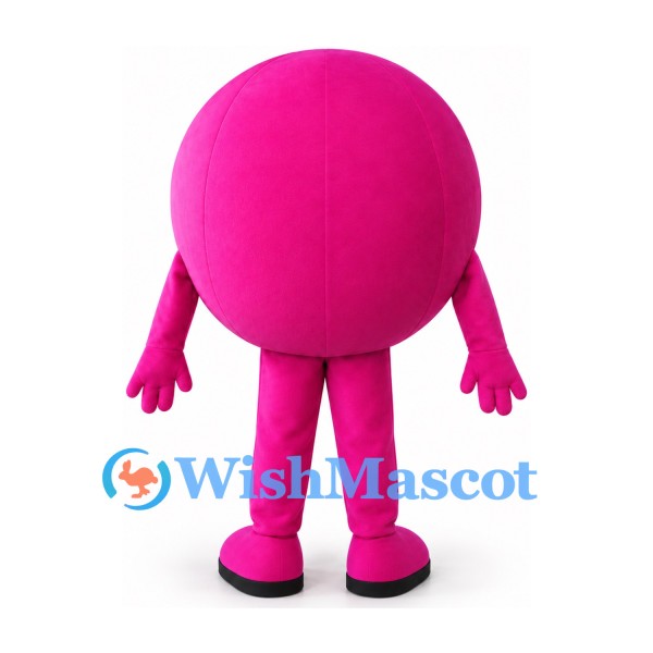 Pink Ball Mascot Costume with Smiling Face