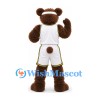 Brown Bear Mascot Costume with White Basketball Uniform